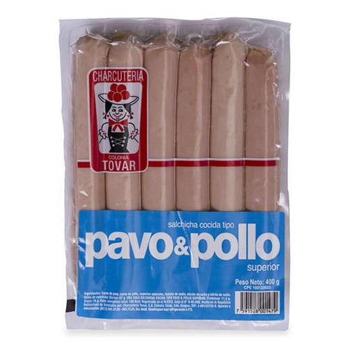 SALCHICHA C TOVAR PAVO Y POLLO 6 UND